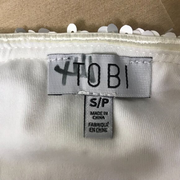 TOBI - WOMEN'S SMALL - WHITE SEQUINED HOLIDAY PARTY PENCIL SKIRT - Picture 6 of 6